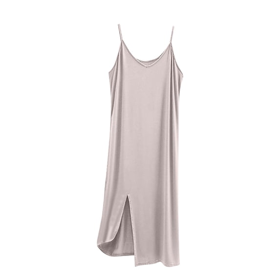 Cxenplz Women's Full Slips for Under Dress Spaghetti Straps Cami Slip Dresses V Neck Split Long Nightgowns