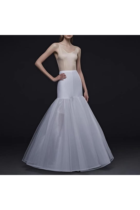 Women's Mermaid Petticoat Crinoline Fishtail Wedding Skirt Half Slips Shaping Floor Length 1 Ring Tail Underskirt