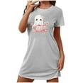thumbnail image 1 of Cxenplz Women's Novelty Halloween Nightgown Funny Pumpkin Ghost Graphic Sleepshirt Loose Crew Neck Short Sleeve Pajamas Dress, 1 of 3