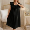 thumbnail image 1 of Cxenplz Women's Plus Size Satin Nightgowns Contrast Lace Square Neck Short Sleeve Night Dress, 1 of 9