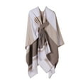 thumbnail image 1 of Cxenplz Women's Shawl Wraps Elegant Striped Color Block Soft Open Front Poncho Scarves Sweater Cardigan for Holiday Travel, 1 of 2