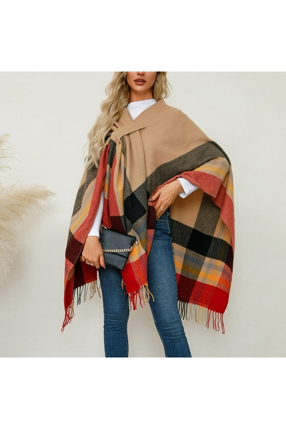 Women's Shawl Wraps Open Front Poncho Ruana Cape Cardigan Shawls Reversible Large Sweater Wrap for Gift