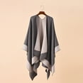 thumbnail image 1 of Cxenplz Women's Shawls and Wraps Open Front Poncho Cape Vintage Color Block Knit Sweater Cardigan Scarves Capelet, 1 of 3