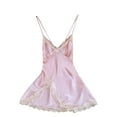 thumbnail image 1 of Cxenplz Women's Silk Nightgown Casual Lightweight Sleepwear Round Neck Spaghetti Strap Chemise Short Slip Dress, 1 of 8