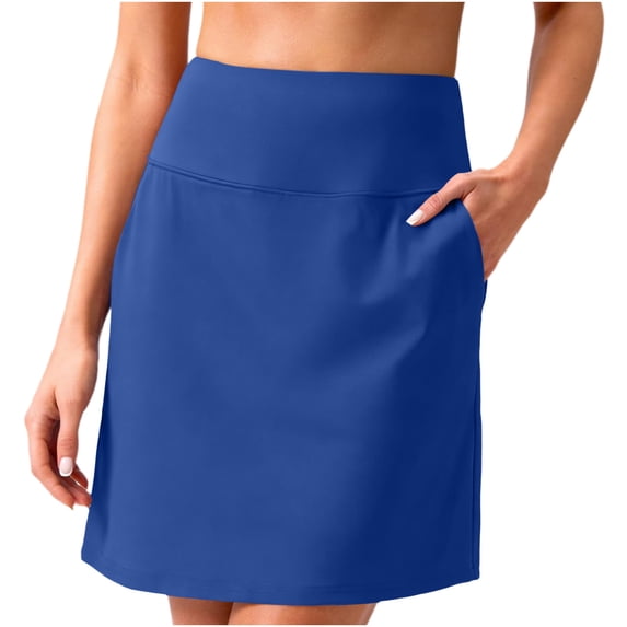Cxenplz Women's Skorts Athletic Skirts with Pockets Knee Length Built-in Shorts Casual Skirt for Golf Tennis Workout