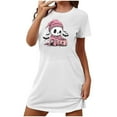 thumbnail image 1 of Cxenplz Women's Sleepwear Cute Pumpkin Ghost Graphic Nightgown Crewneck Short Sleeve Loose Pajamas Dress Funny Halloween Sleepwear, 1 of 3
