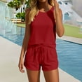 thumbnail image 1 of Cxenplz Women's Summer 2 Piece Outfits Sets Sleeveless Crop Top Tank and Drawstring Casual Shorts Lounge Sets, 1 of 5