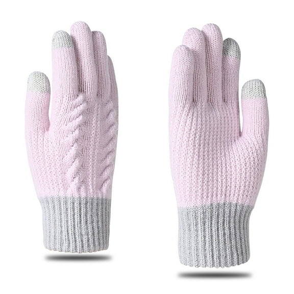 Cxenplz Women's Winter Warm Touch Screen Gloves Thermal Thicker Wool Fleece Liner Knit Gloves for Cold Weather
