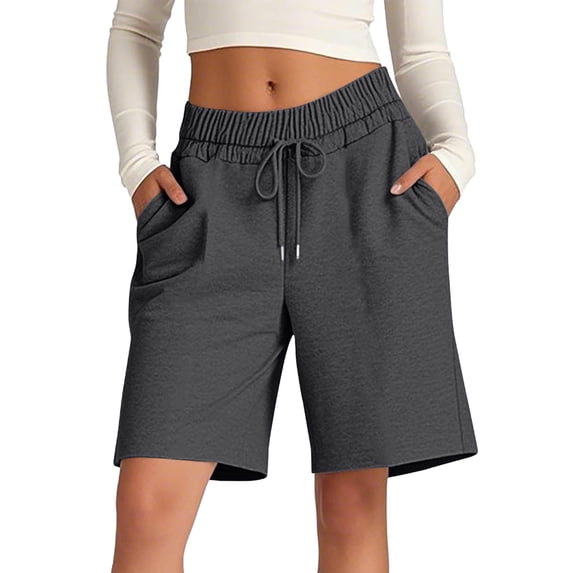 Cxenplz Womens Long Sweat Shorts Casual Summer Bermuda Loose Lounge Workout Athletic Shorts with Pockets