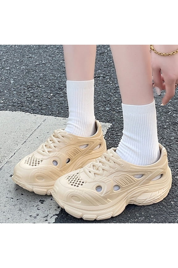 Womens Platform Clogs With Arch Support Comfort Lightweight Wedge Increased Height Lace Up Slip On Walking Beach Slides Sandals For Garden Pool Work For Men Women