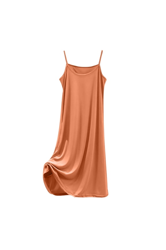 Womens Spaghetti Strap Nightgown Plus Size Full Slip Dress Cami Midi Under Dress