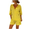 thumbnail image 1 of Cxenplz Womens Sun Protection 2 Piece Sets Long Sleeve Hooded Jackets and Shorts Casual Summer Outfits Outdoor Sports Hiking, 1 of 6