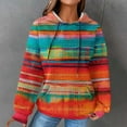 thumbnail image 1 of Cxenplz Womens Waffle Knit Hoodie Oversized Bohemia Fashion Multicolored Sweatshirt Casual Drawstring Pullover Tops with Pockets, 1 of 6