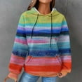 thumbnail image 1 of Cxenplz Womens Waffle Knit Hoodie Oversized Bohemia Fashion Multicolored Sweatshirt Casual Drawstring Pullover Tops with Pockets, 1 of 6