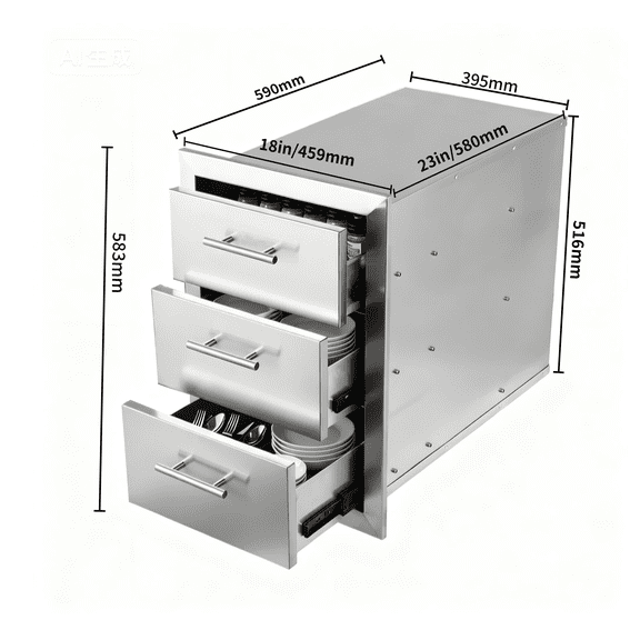 Cxforste Outdoor Kitchen Drawers Stainless Steel Flush Mount Outdoor Kitchen Cabinets for Outdoor Kitchens & BBQ Islands 18" W x 23" H x 23" D