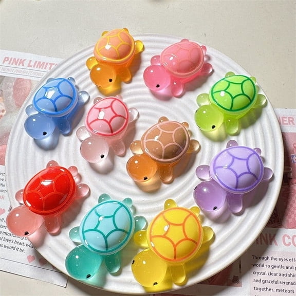 CxhicLuv Luminous Mini Turtle Figurines, Resin Animal Ornaments for Christmas Trees & Bonsai Gardens, Decorative Mini Turtles for DIY Crafts, Potted Plants & Terrarium Decorations,Random Color