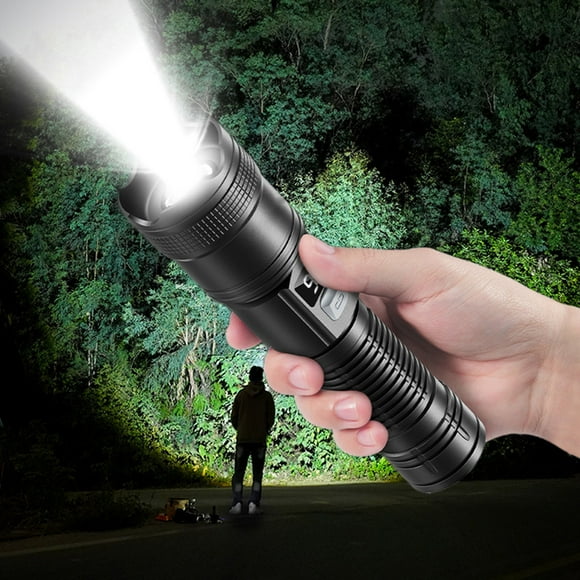 CxhicLuv 10000Lm LCD Flashlight 6.8x1.8 Inch – 4 Modes, 1800mAh, IPX6 Waterproof with Zoom – Ideal for Camping, Emergencies, Long-Range Illumination, Perfect for Adventurers