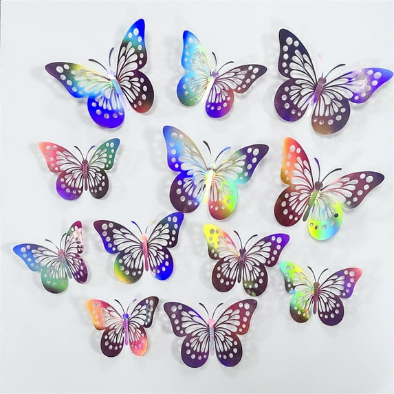 CxhicLuv 12pcs Butterfly Wall Stickers, Magnetic Christmas Home Décor, Colorful 3D Wall Decals, Living Room & Bedroom Holiday DIY Decorations, Indoor/Outdoor Seasonal Wall Art