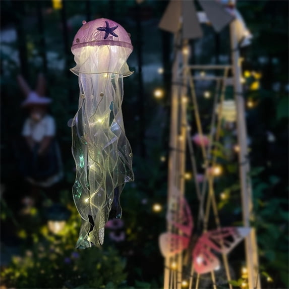CxhicLuv 19.7 Inch Jellyfish LED Lamp, Plastic Material, Multicolor, Hanging Design, Ideal for Bedrooms, Party Backgrounds, Soft Lighting & Unique, Home Decor, Suitable for Kids, Purple