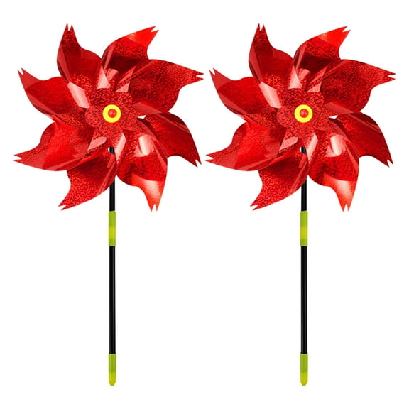 CxhicLuv 2-Pack Reflective Pinwheels, Mylar Bird Deterrents for Garden & Orchard, Shiny Spinners for Farm & Outdoor Use, Visual Bird Repellent Décor for Yard & Garden