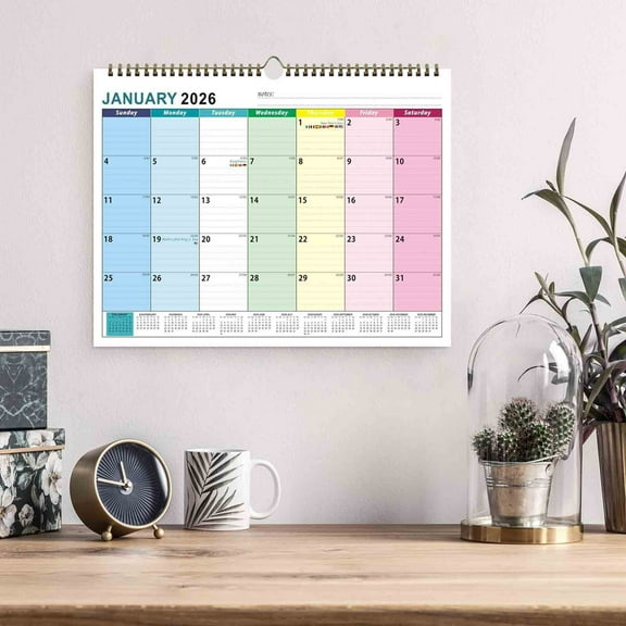 CxhicLuv 2026 Calendar Planner, Watercolor Art Desk & Wall Calendar, 18-Month Planning from January 2026 to June 2027, Pre-Marked Holidays, Thick Ink-Proof Paper for Christmas Home Decor