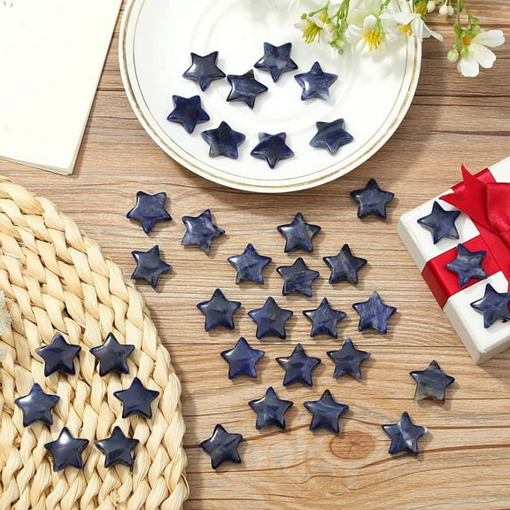 CxhicLuv 20pc Blue Sodalite Star Crystals, Natural Healing Stones for Meditation, Luck & Spiritual Growth, Polished Gemstones for Christmas Gifts, Stress Relief & Crystal Decor for Home & Office
