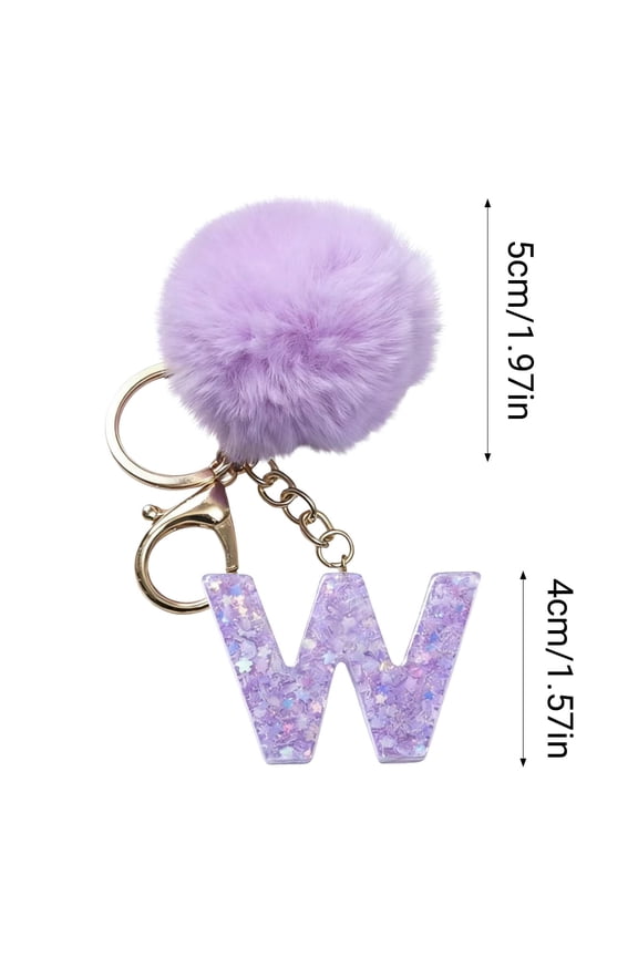 26 Letter Purple Velvet Ball Pendant, Personalized Keychain & Backpack Accessory, Small Initial Letter Pendant, Stylish Holiday Gift for Keychains, Customizable Letter Keychain