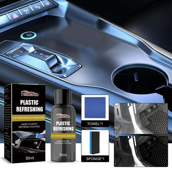 CxhicLuv 50ml Automotive Plastic Retreader, Vehicle Plastic Restorer UV Protection, Versatile Use, Quick Restoration – Suitable for Interior Care, Exterior Touch-Ups Car Owners, Detailers