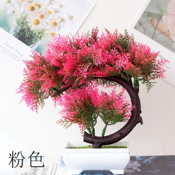 CxhicLuv Artificial Bonsai Tree, Lifelike Potted Plastic Flower, Maintenance-Free Greenery for Home & Office, Realistic Decorative Tree with Adjustable Leaves for All Seasons
