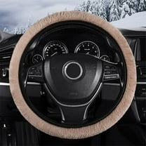 CxhicLuv Auto Steering Wheel Cover, Car Elastic Protector, Beige Soft Warm Non-Slip 14-15 Inches, Vehicle Interior Accessories, Comfort & Steering Wheel Protection for Daily Commuters, Coffee