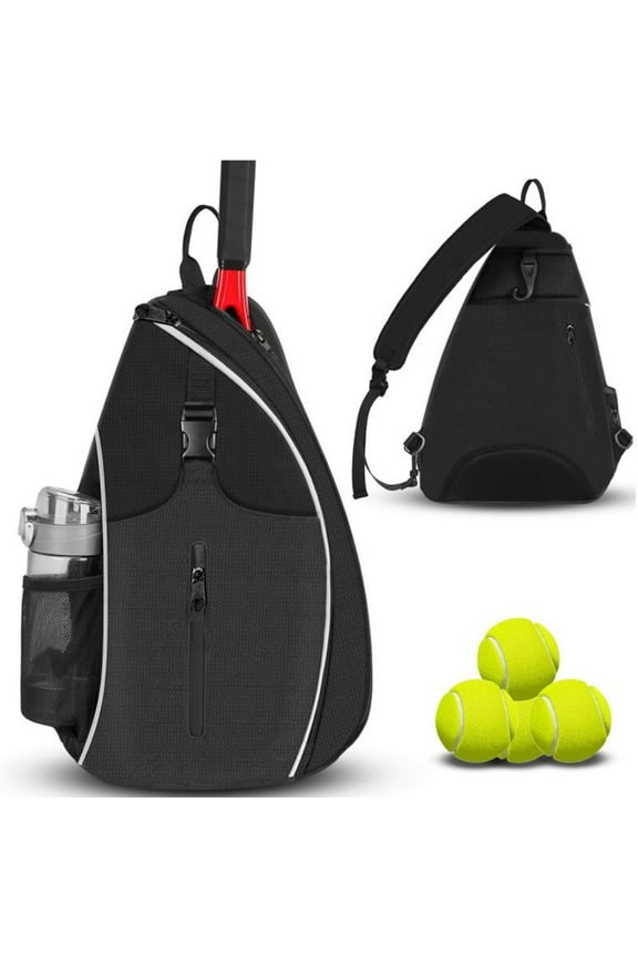 Badminton Racket Bag 13×5.5×19.3 Inch Adjustable, Large-Capacity, Wear-Resistant – Single-Shoulder Tennis Backpack with Anti-Theft Design, Ideal for Sports, Suitable for Athletes, Black