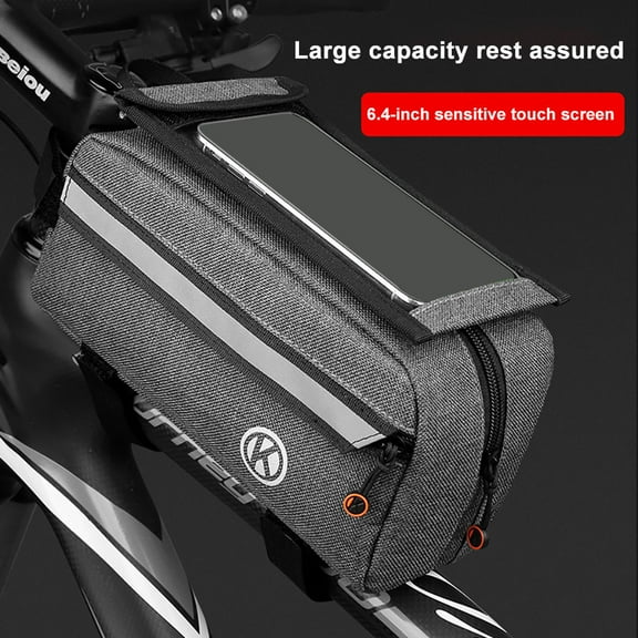 CxhicLuv Bike Top Frame Bag, TPU Screen, Reflective Strips – Front Pannier Pouch, Suitable for 6-Inch Phones, Ideal for Cycling, Commuting, Perfect for Riders