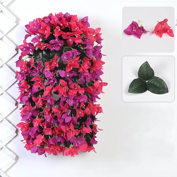 CxhicLuv Bougainvillea Wall Hanging Decoration, Outdoor Garden & Patio Faux Flowers, Vibrant & Low-Maintenance Hanging Plants for Home, Easy to Install & Versatile for Interior/Exterior Spaces
