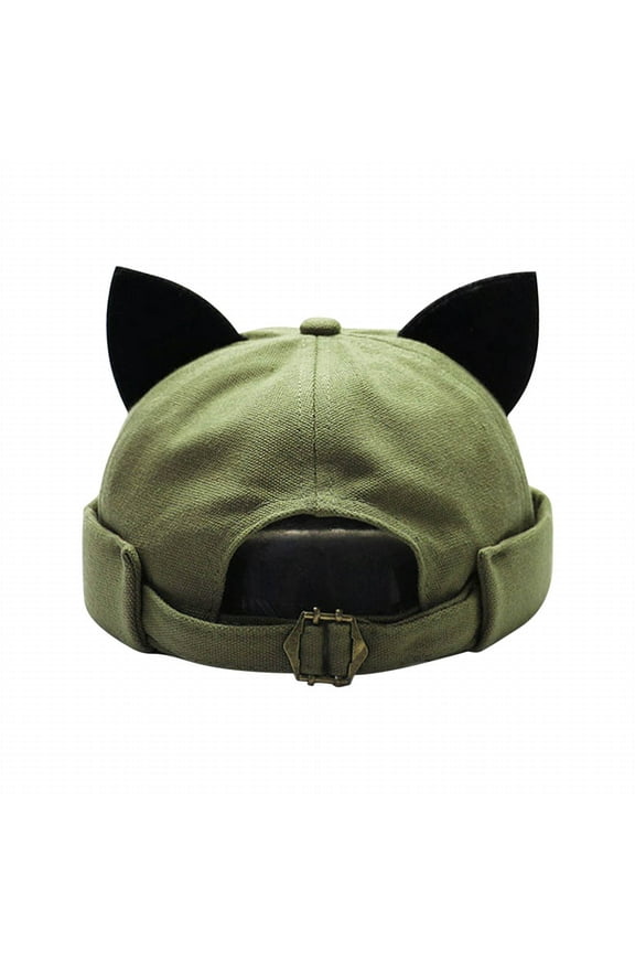 Brimless Docker Ears Hat Cotton Foldable Outdoor Sports Cap Worn Backwards Adjustable Strap Packable Travel Lightweight Streetwear Casual Unisex Breathable