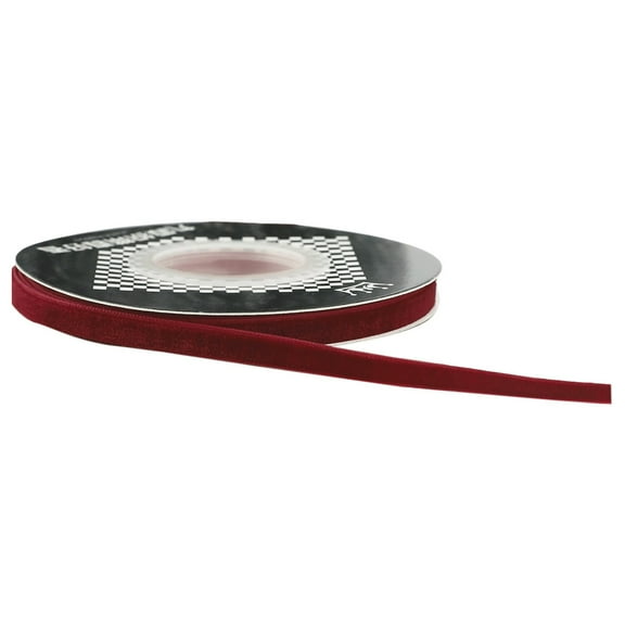 CxhicLuv Burgundy Velvet Ribbon, 5 Yards Flocked Satin Ribbon, DIY Bows, Gift Wrapping, Holiday & Christmas Decorations, Party Table Decor, Craft Supplies for Seasonal Crafts & Gift Packaging