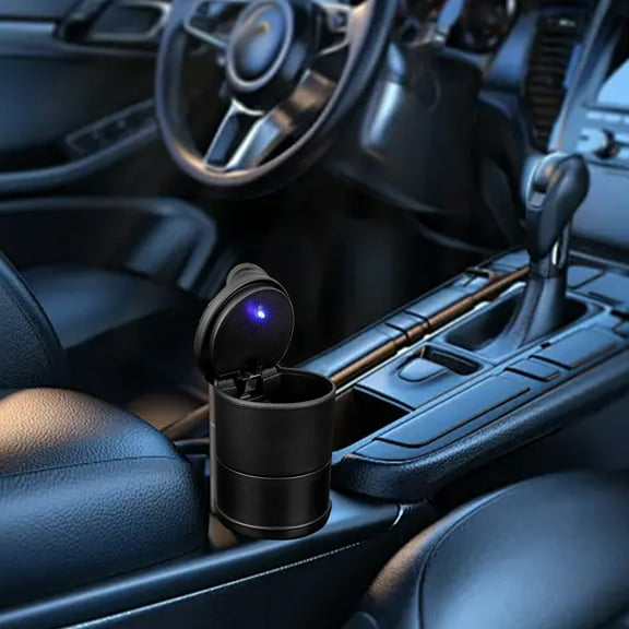 CxhicLuv Car Ashtray, Auto Smokeless Holder, LED Light Sealed Anti-Odor, Vehicle Smoking Accessories, Ash Containment & Odor Prevention Tools for Car Smokers, Drivers, Black