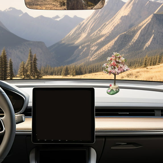 CxhicLuv Car Console Ornament, Auto Flower Decor, Simulation Flower Tree Cute Design, Car Interior Decorations, Interior Beautification for Car Enthusiasts, Decor Lovers, Pink