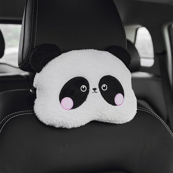 CxhicLuv Car Headrest, Auto Neck Pillow, Cute Pandas Cotton Linen All-Season, Vehicle Seat Accessories, Neck Support & Comfort for Car Owners, Drivers
