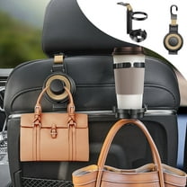 CxhicLuv Car Headrest Hook, Auto Storage Hanger, Multifunctional Cup/Phone Holder Rear Seat Hook, Car Organizer Accessories, Save Space & Hang Items, Car Owners, Families, Khaki