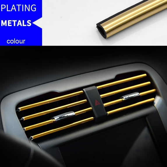 CxhicLuv Car Outlet U-shaped Electroplated Strips, 8 Inch, Chromium Plated, Colorful, Perfect for Car Interiors, Stylish & Wear-resistant, Auto Decor, Suitable for Enthusiasts, Drivers, Gold