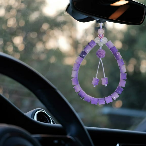 CxhicLuv Car Pendant, Auto Hanging Accessory, 4.7x2.4x0.4 Inch Weaving Rearview Mirror Pendant, Car Interior Decor Accessories, Decorate & Elevate Style, Car Owners, Business Users, Purple