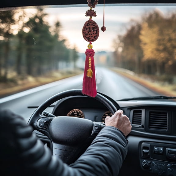 CxhicLuv Car Rearview Pendant, Auto Safe Flower Decor, Woven Lucky Ornament, Vehicle Interior Accessories, Interior Beauty Tools for Car Owners, Decor Enthusiasts