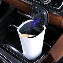 CxhicLuv Car Solar Ashtray, Auto LED Light Ashtray, Universal Cup Holder Design, Car Interior Accessories, Smoke & Trash Storage for Smokers, Drivers, White