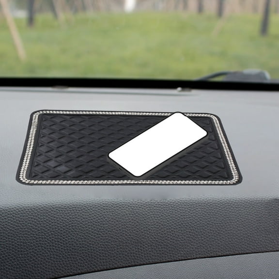 CxhicLuv Car Storage Mat, Auto Dashboard Pad, Stripe Anti-Slip Instrument Panel Mat with Perfume Seat, Car Organizer Accessories, Hold Items & Freshen Air, Drivers, Phone Users, Black