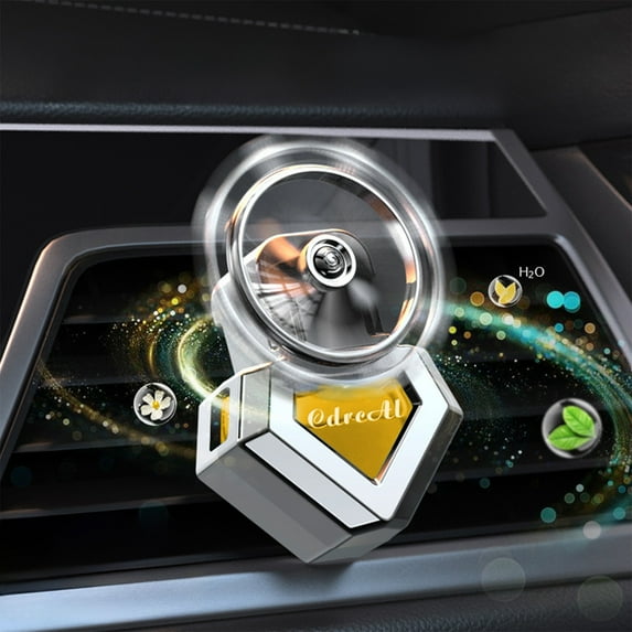 CxhicLuv Car Vent Aromatherapy, Auto Rotating Fan Diffuser, 6ml 4.6cm Glass Fragrance, Car Interior Fragrance Accessories, Odor Removal for Drivers, Commuters, Orange