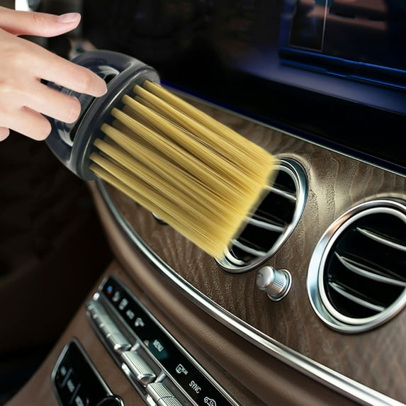 CxhicLuv Car Vent Brush, Auto Interior Cleaner, Yellow Bristle Conditioning Vent Detail, Car Cleaning Accessories, Vent & Gap Cleaning for Car Owners, DIY Cleaners, Black