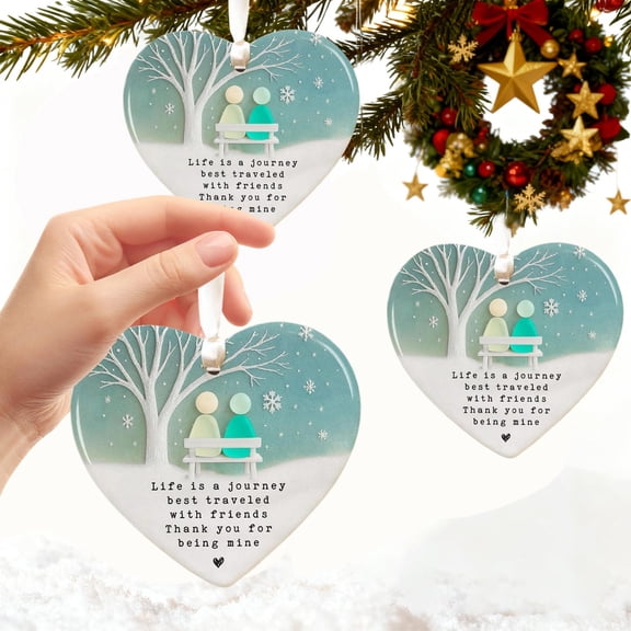 CxhicLuv Ceramic Heart-Shaped Friendship Pendant - 8cm Hanging Ornament for Holiday Gifts, Wedding Décor, Symbol of Love and Lasting Friendship, Ideal Gift for Loved Ones