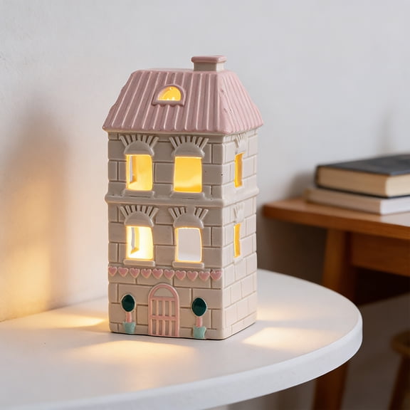 CxhicLuv Ceramic House Figurines, Miniature Cottage Set for Desktop & Party Decorations, Colorful Holiday Collectibles, Decorative Village Props for Home Decor & Gift Giving