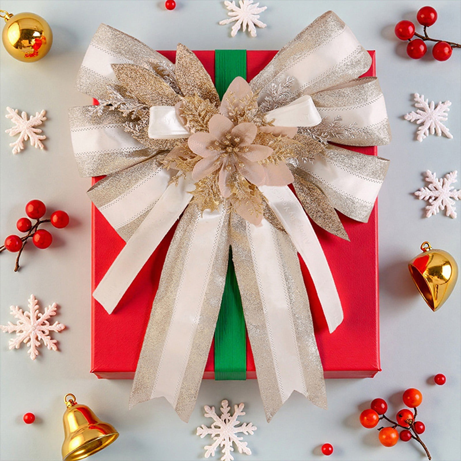 CxhicLuv Christmas Bow Decorations, Polyester Material Holiday Bows for — free download