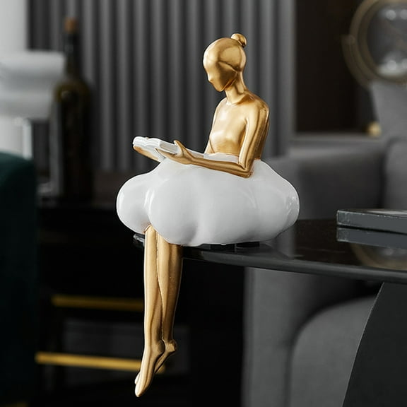 CxhicLuv Clouds Girl Resin Figure, Cute Ballet Girl Ornament, Gold Dance Studio Decor for Living Room, Ballet Gift for Kids, Beautiful Winter Decorations & Dance Studio Decor for Christmas